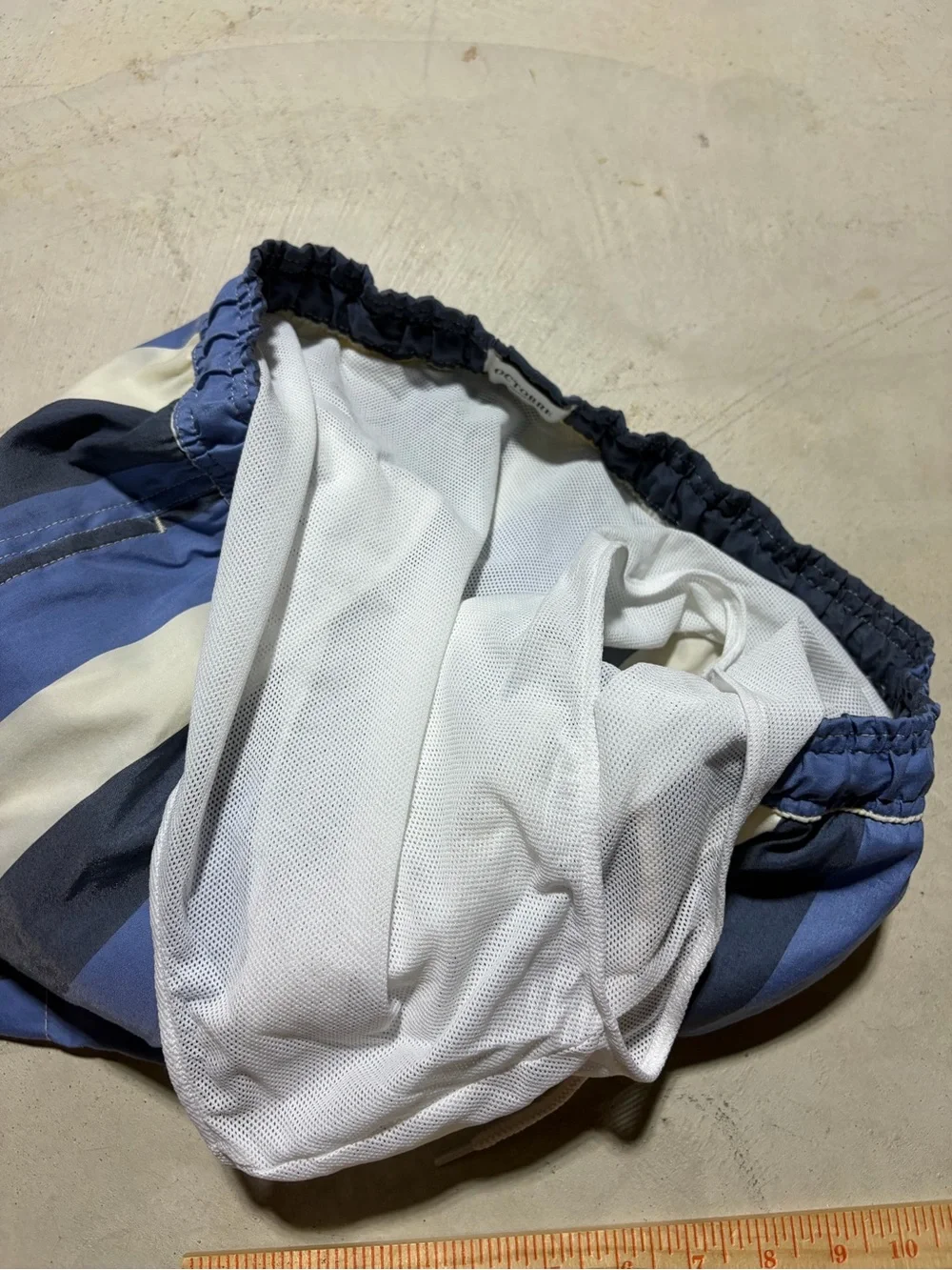 Octobre editions Striped Rob Swim Shorts blue ecru navy large
